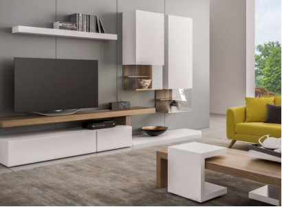 Weiße Wohnwand Möbel Moderne Hängeschränke Wandregale TV-Ständer Sideboard